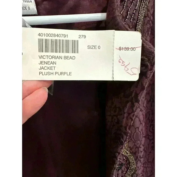 Chico's Victorian Bead Jenean Jacket in Plush Purple Size 0, NWT - Picture 7 of 9